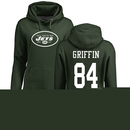 New York Jets Green Women Ryan Griffin Name and Number Logo NFL Football #84 Pullover Hoodie Sweatshirts